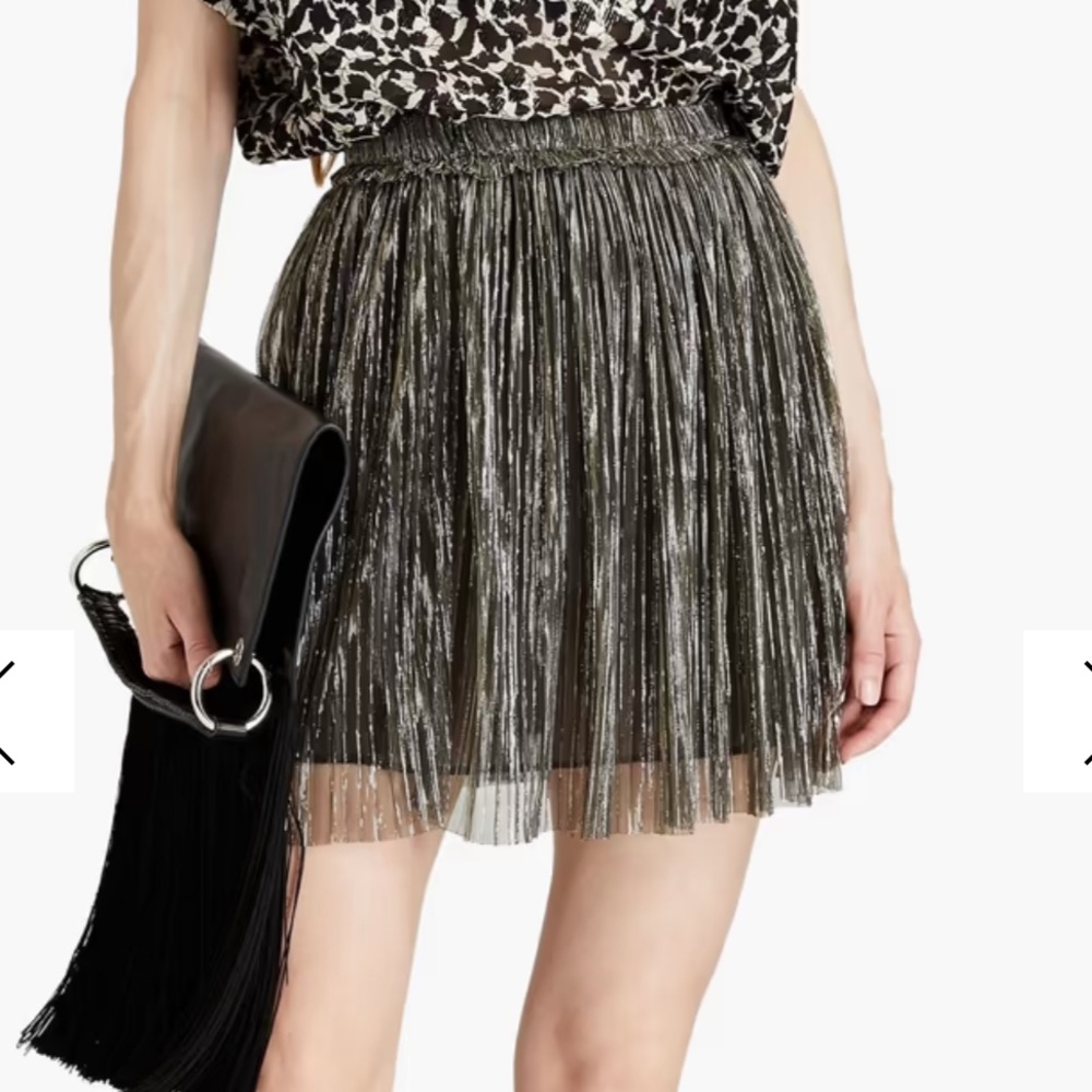 Isabel Marant Etoile Gold Benedicte pleated metallic stretch-knit mini skirt
